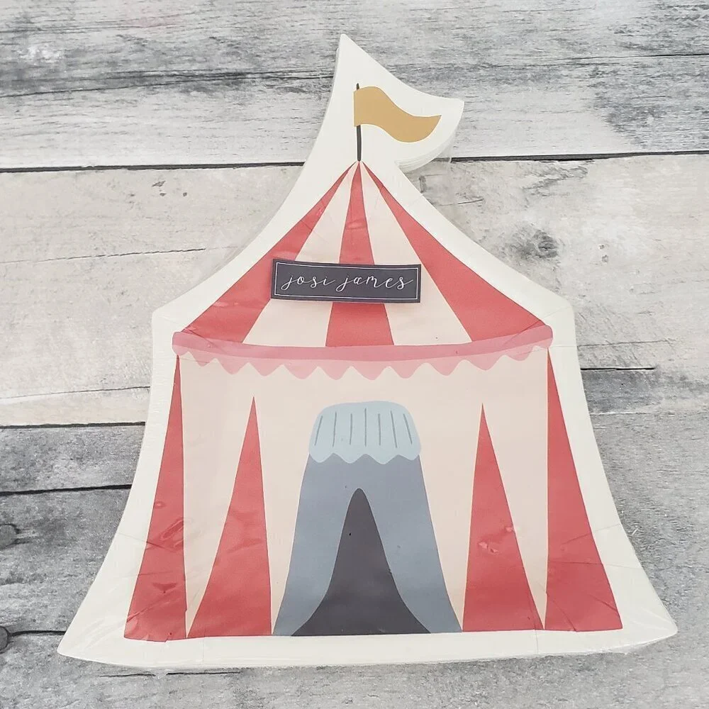 NWT - Josi James Circus Carnival Tent Paper Plates - Set of 16